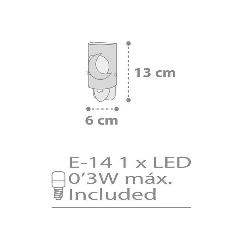 MOONLIGHT GRAY πρίζας νυκτός LED 0,3W (συμπεριλαμβάνεται)