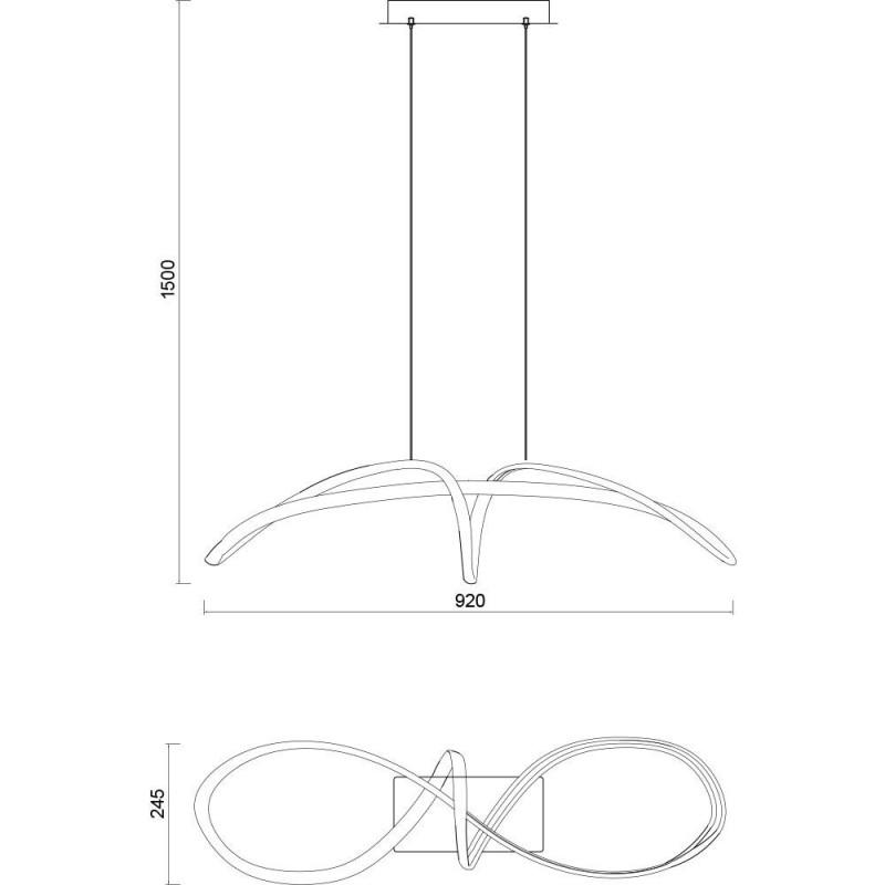 Κρεμαστό Φωτιστικό LED 41W 4000Κ (ΦΩΣ ΗΜΕΡΑΣ) 2235Lm 920x245x1500mm Νίκελ Ματ ANGEL VIV004612 VIVA