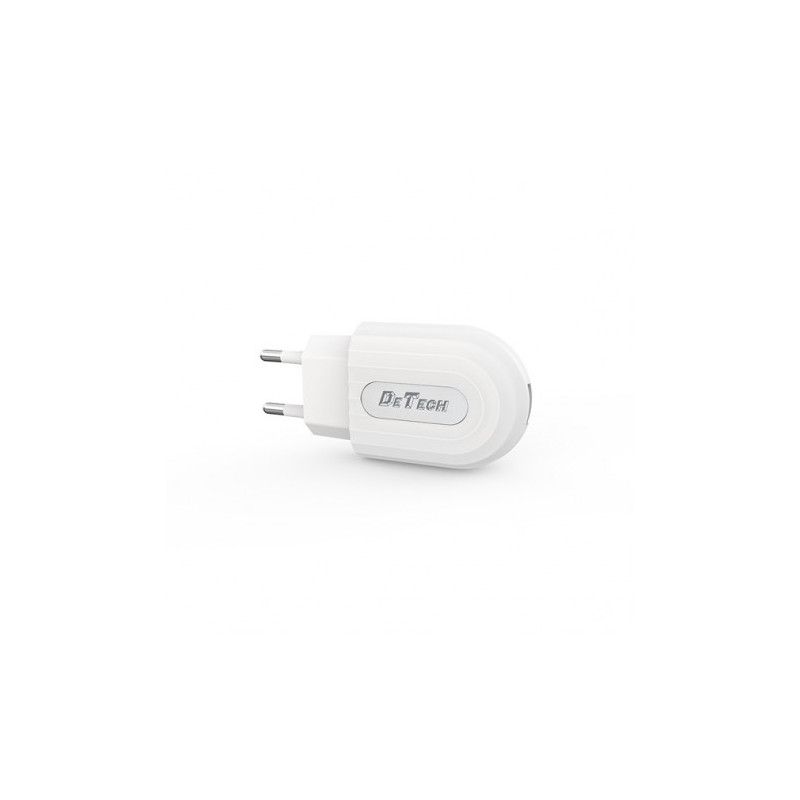 Ταχυφορτιστής Οικιακός DE-28i 5V/2.4A 220V Universal 1 x USB καλώδιο Lightning 1m λευκό 14134 DeTech