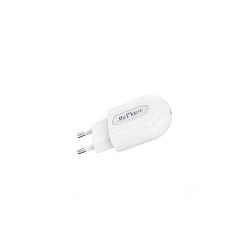 Ταχυφορτιστής Οικιακός DE-28i 5V/2.4A 220V Universal 1 x USB καλώδιο Lightning 1m λευκό 14134 DeTech