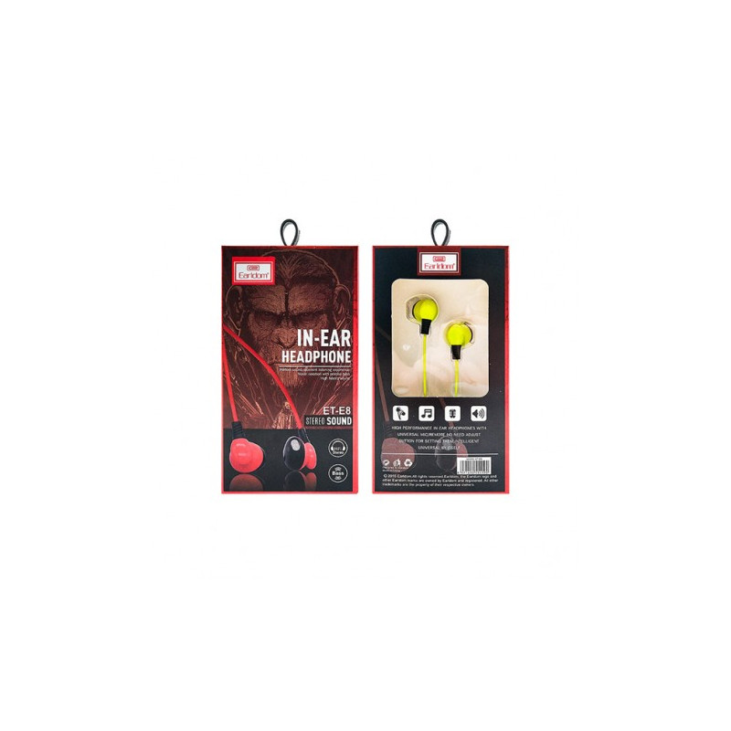 Hands Free ακουστικά με μικρόφωνο & καλώδιο 1,2μ ET-E8 μαύρα 20425 Earldom