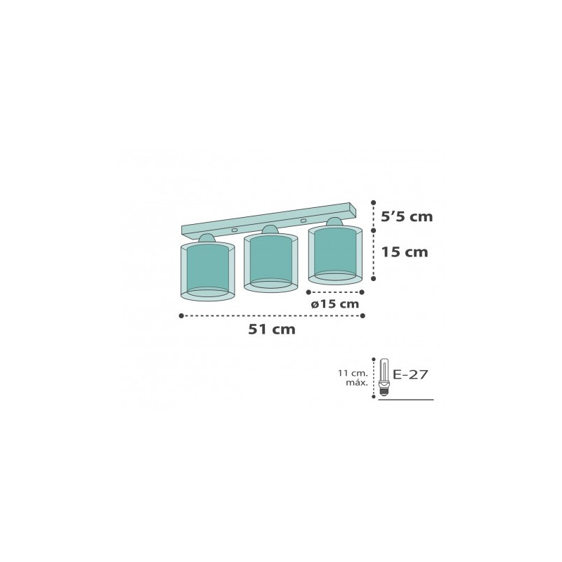 CLOUDS GREEN τρίφωτο οροφής διπλού τοιχώματος σε ράγα. 3xΕ27