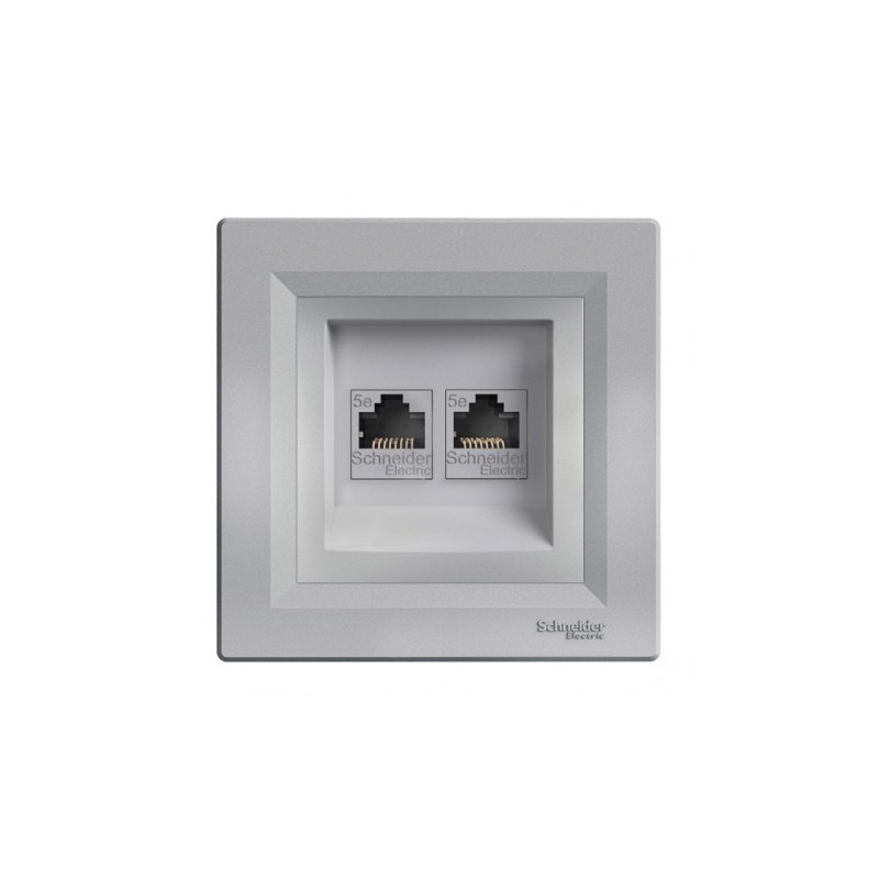 Πρίζα Δικτύου RJ45 cat5e U/UTP Διπλή Αλουμίνιο Schneider Asfora EPH4400161