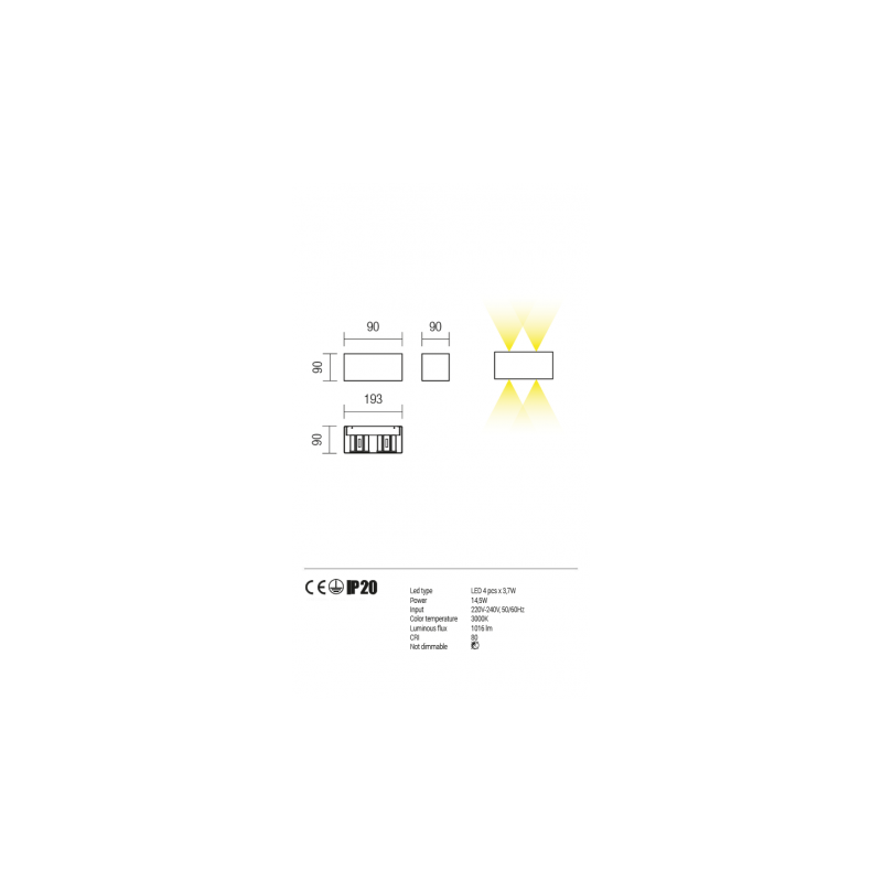 ΑΠΛΙΚΑ ΤΟΙΧΟΥ LED 15W 3000K (ΘΕΡΜΟ ΦΩΣ) 1300lm MATT WHITE AMPLITUDE 01-1230 REDO