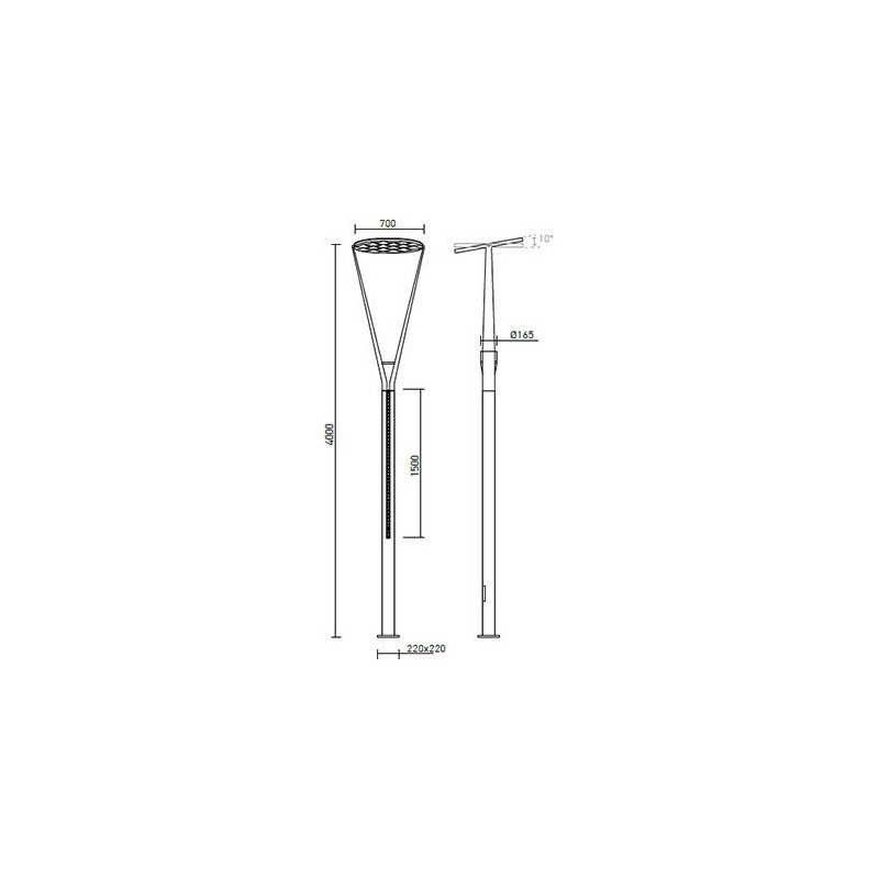 Φωτιστικό κορυφής LED 1x25W + 2x25W 3000K (Θερμό Φως) 1696Lm IP65 ΜΕ ΙΣΤΟ 4m ANTHRACITE VEGA