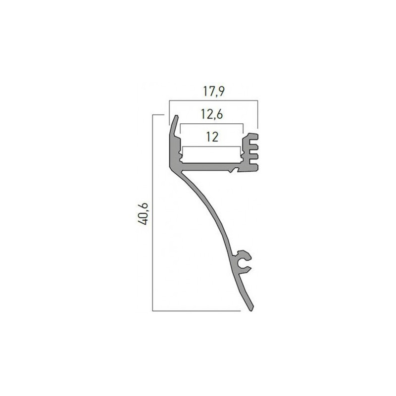 ΑΡΧΙΤΕΚΤΟΝΙΚΟ ΠΡΟΦΙΛ ΑΛΟΥΜΙΝΙΟΥ ΚΟΡΝΙΖΑ ΚΡΥΦΟΥ 2m 40,6X12X17,9MM ΓΙΑ ΤΑΙΝΙΕΣ 12mm ΜΑΧ. IP20