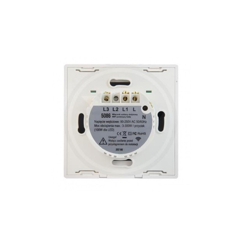 SMART ΔΙΑΚΟΠΤΗΣ ΔΙΠΛΟΣ ΑΦΗΣ ΓΥΑΛΙΝΟΣ ΜΑΥΡΟΣ WIFI TUYA 3-300W LED 5086
