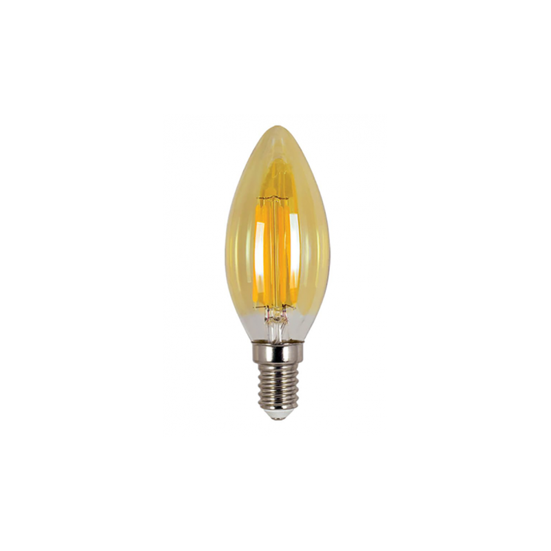 Λάμπα κεράκι LED Filament Amber E14 4W 2700K (ΘΕΡΜΟ) C35 360o 380Lm VIVA