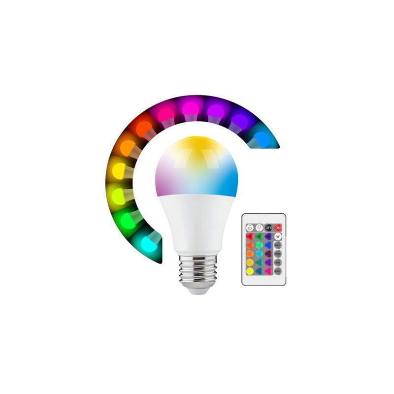 Λαμπτήρας LED RGB E27 7W με τηλεχειριστήριο 800Lm LIGHTEX