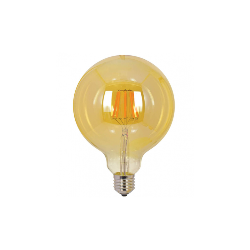 Λάμπα LED Amber Filament Γλόμπος E27 6W 2700K (ΘΕΡΜΟ) G125 360o 590Lm VIVA