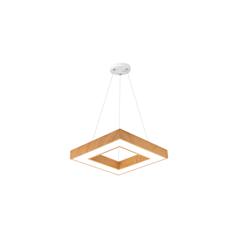 Κρεμαστό Φωτιστικό LED 36W με επιλογή χρώματος (3000Κ/4000K/6000K) 3240Lm 450x450mm μοτίβο ξύλου τετράγωνο