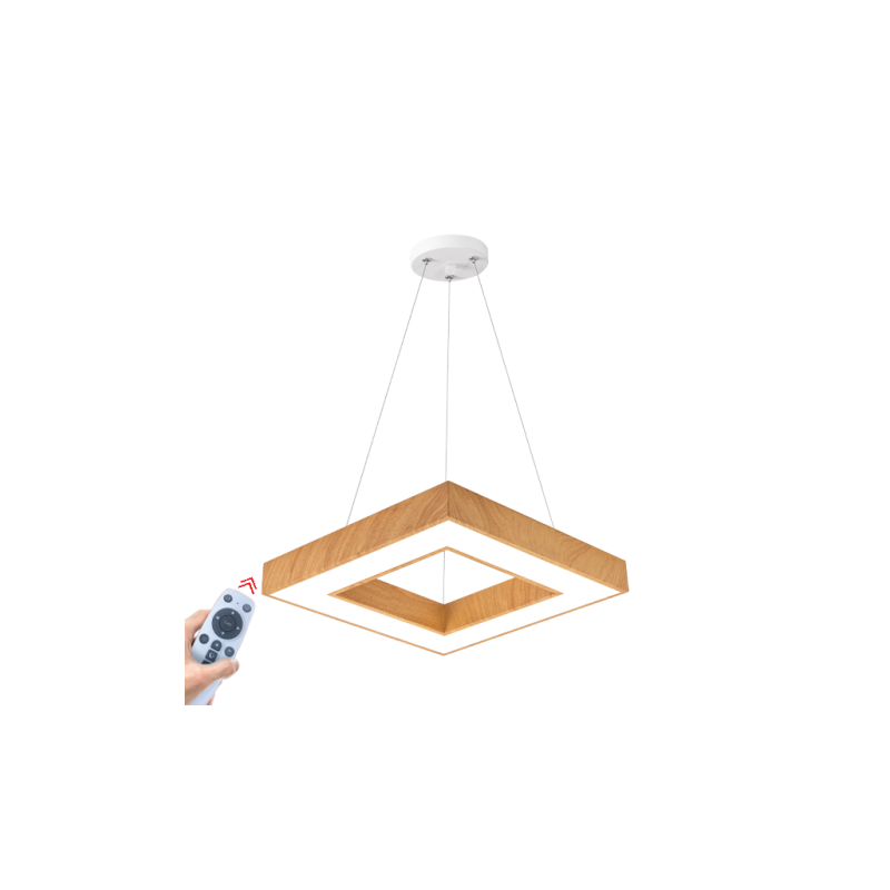 Κρεμαστό Φωτιστικό LED 45W με επιλογή χρώματος (3000Κ/4000K/6000K) με χειριστήριο ντιμαριζόμενο 4050Lm 600x600mm μοτίβο ξύλου τε