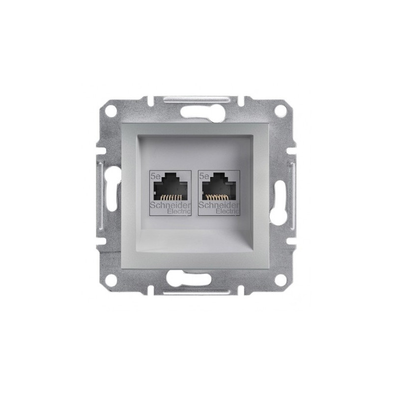 Πρίζα Δικτύου RJ45 cat5e U/UTP Διπλή Αλουμίνιο Schneider Asfora EPH4400161